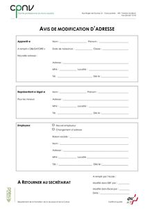 CPNV – Avis de modification d’adresse