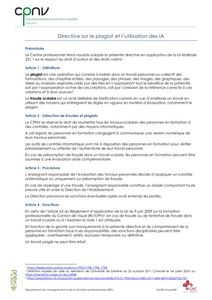 CPNV – Directive plagiat et IA