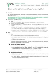 Directive relative à la fumée, à l’alcool et aux stupéfiants